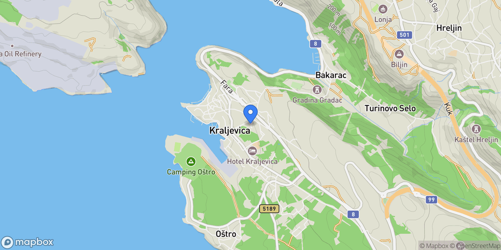 Map showing Grad Kraljevica, Primorje-Gorski Kotar County, Croatia.