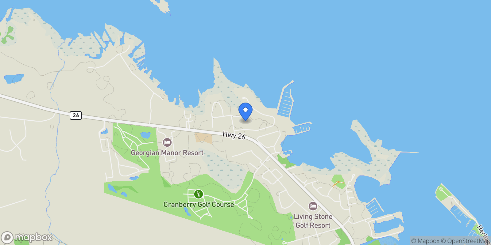 Map showing 318 Mariners Way, Collingwood, ON L9Y 5C7, Collingwood, Ontario, Canada.