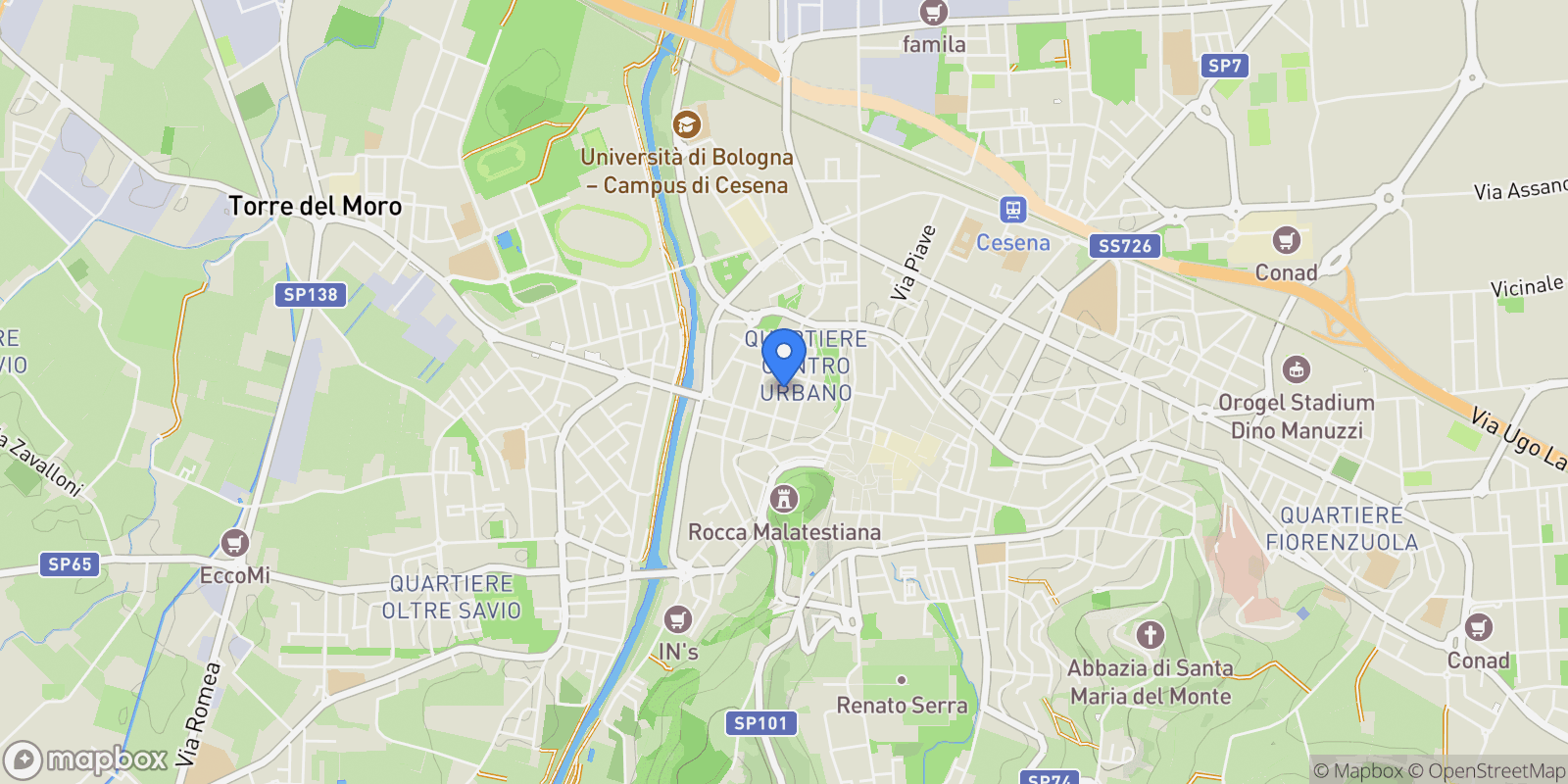 Map showing Cesena, Emilia-Romagna, Italy.