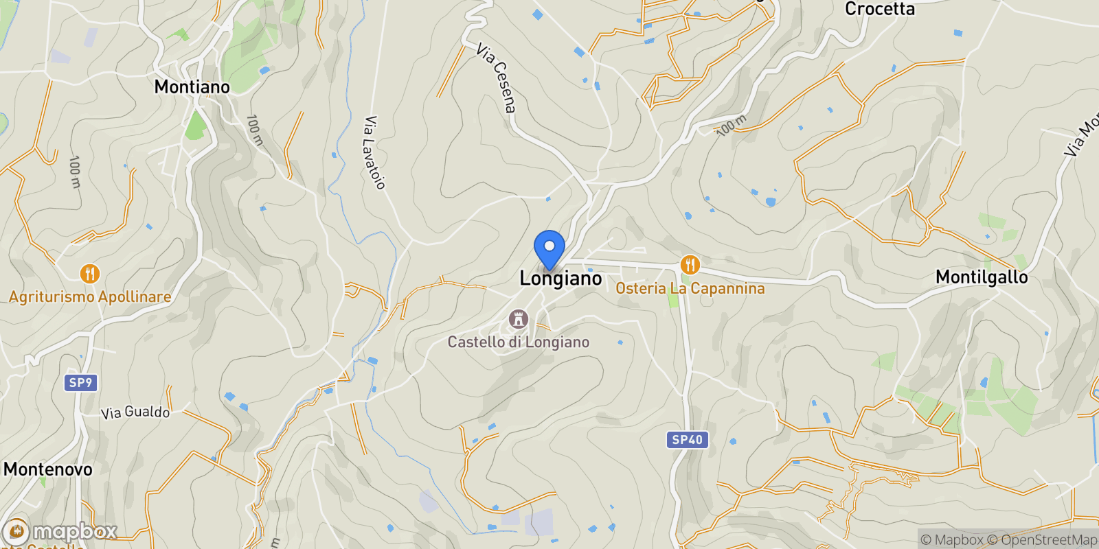 Map showing Longiano, Emilia-Romagna, Italy.