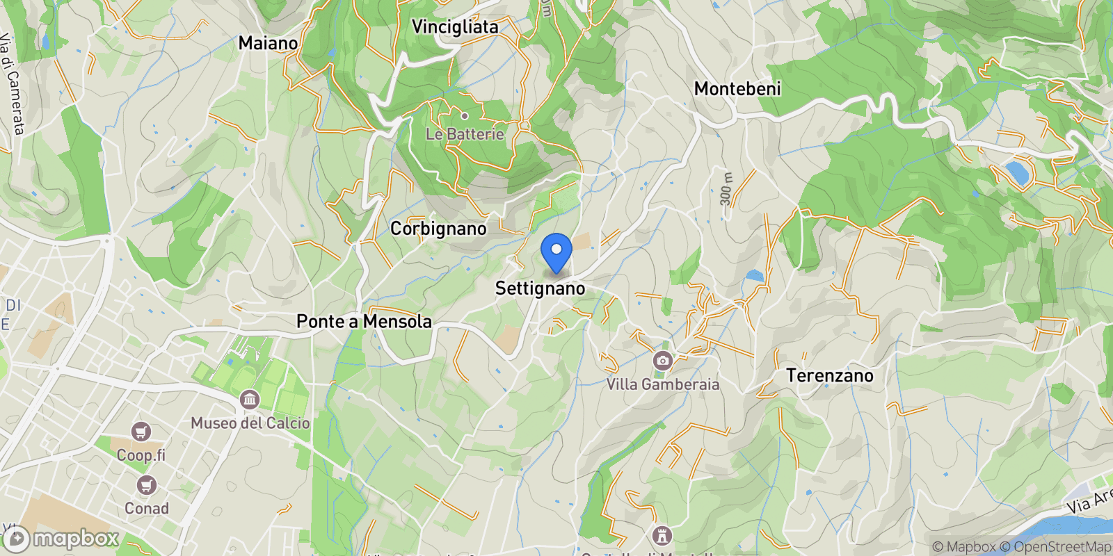 Map showing 50135 Settignano, Metropolitan City of Florence, Italy, Settignano, Tuscany, Italy.