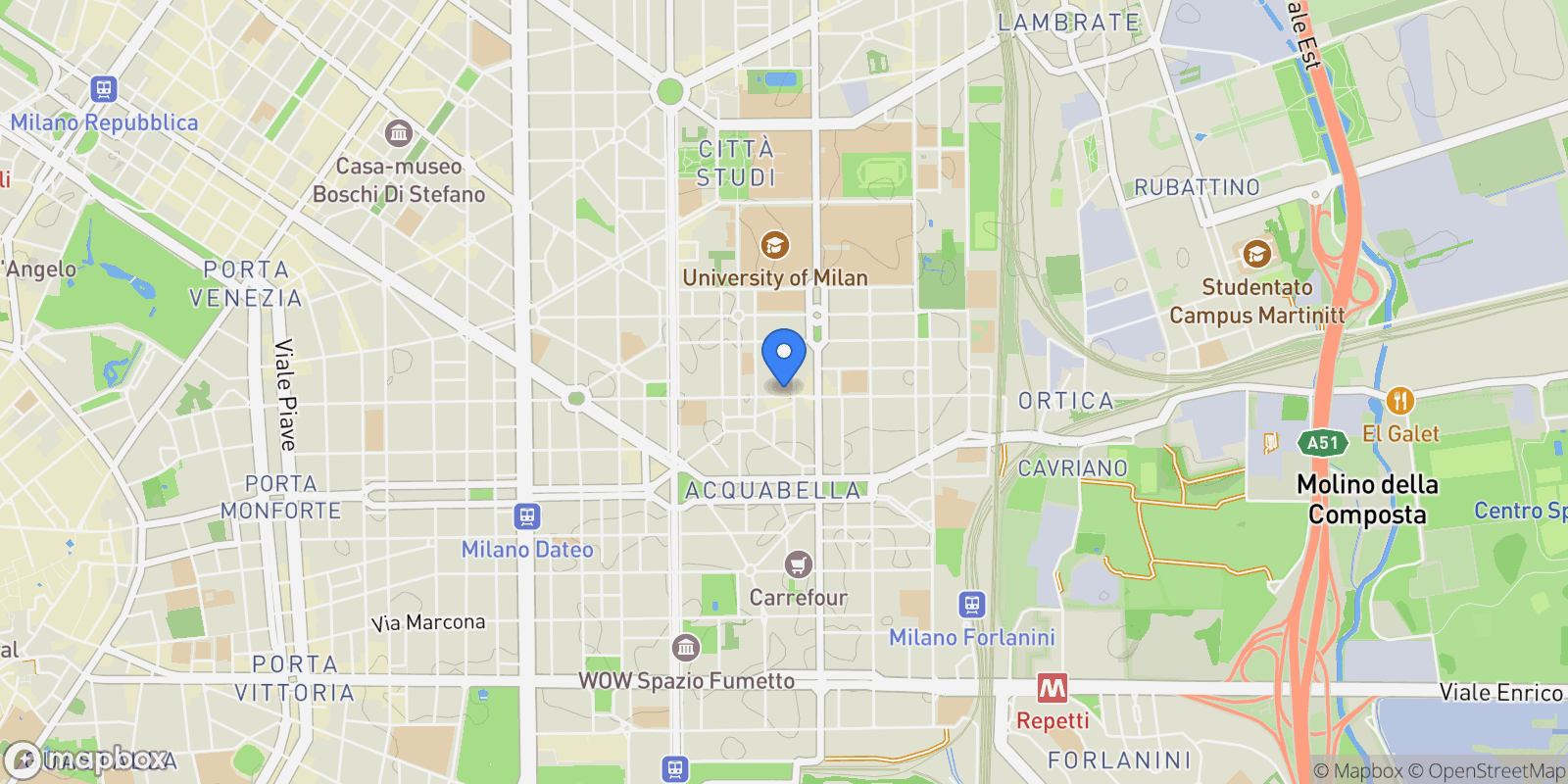 Map showing Via beato angelico 25, Milan, Lombardy, Italy.
