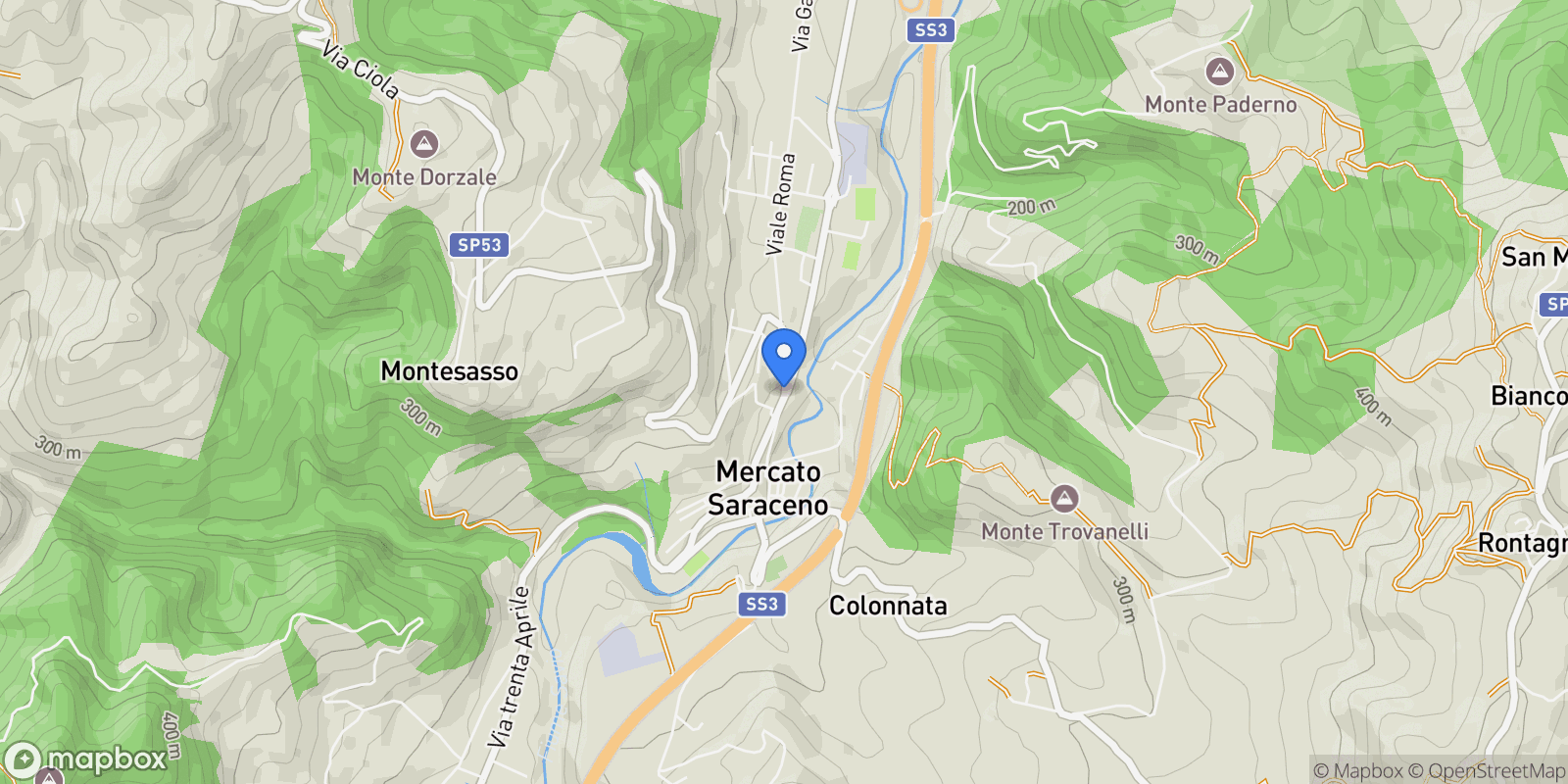 Map showing Mercato Saraceno, Emilia-Romagna, Italy.