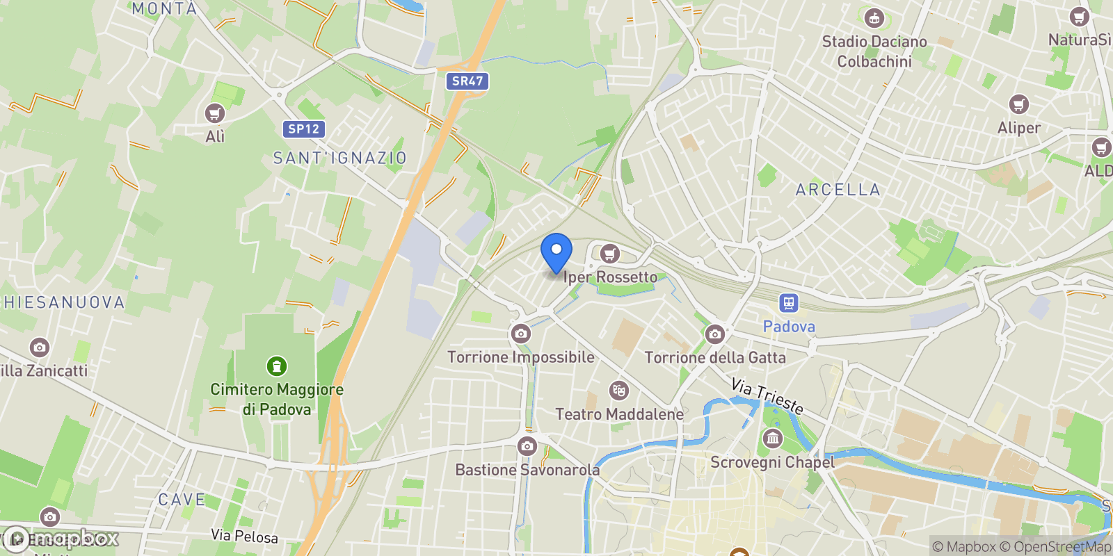 Map showing Belfiore, Padova, Veneto, Italy.