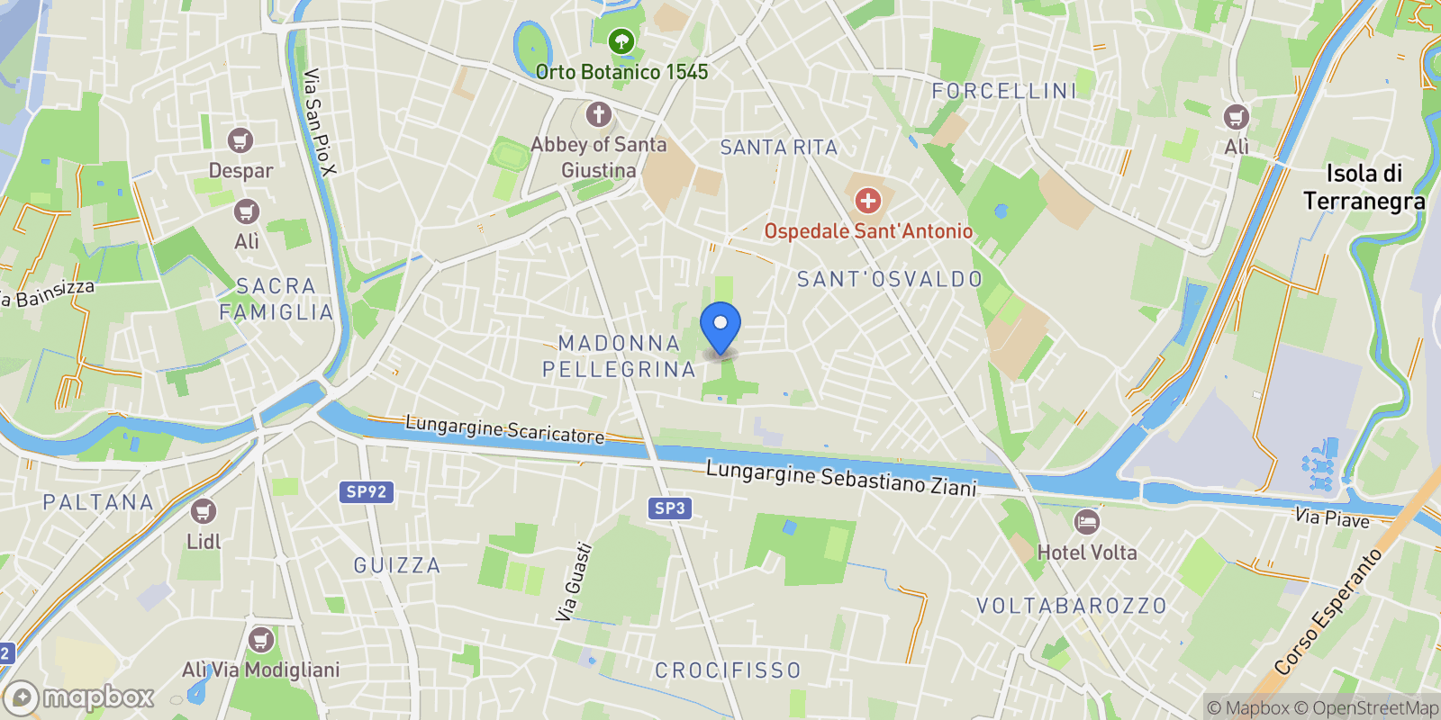 Map showing Via Comino, Padova, Veneto, Italy.