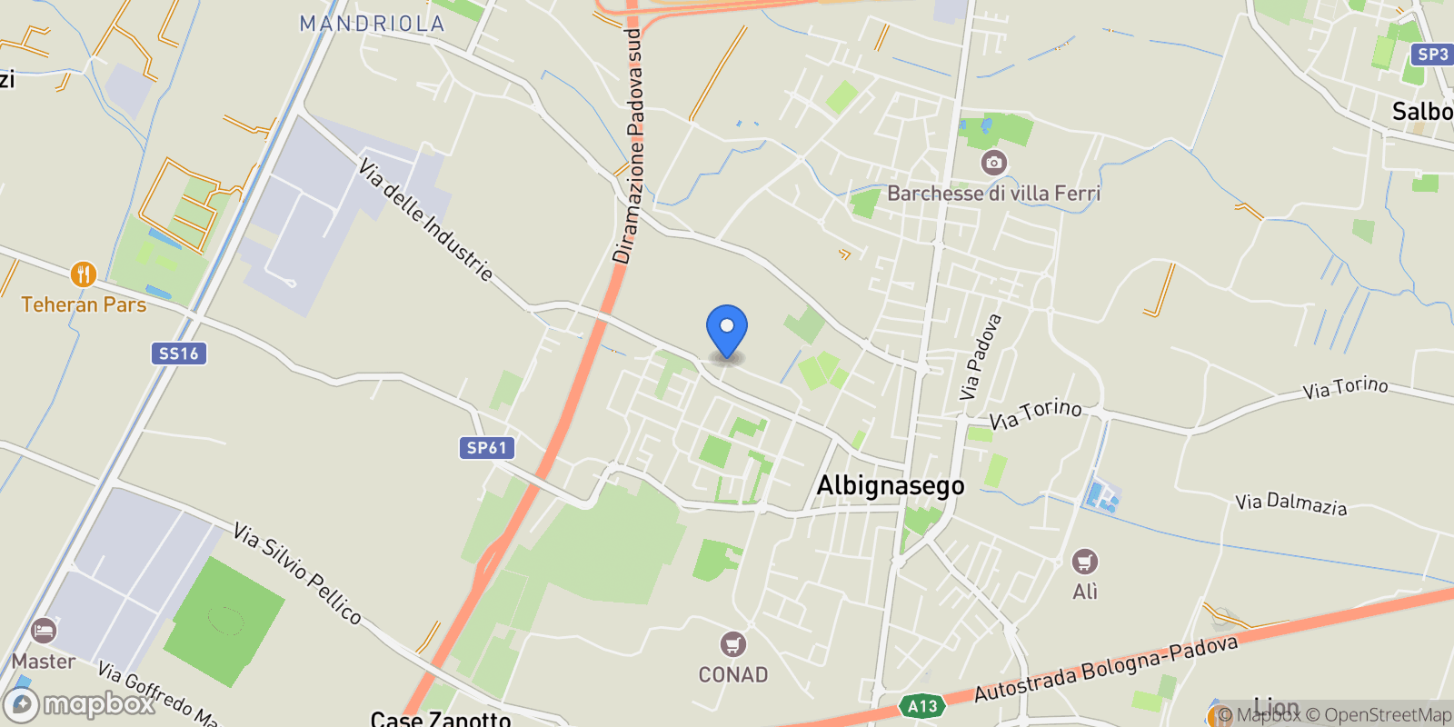 Map showing Via San tommaso, Albignasego, Veneto, Italy.