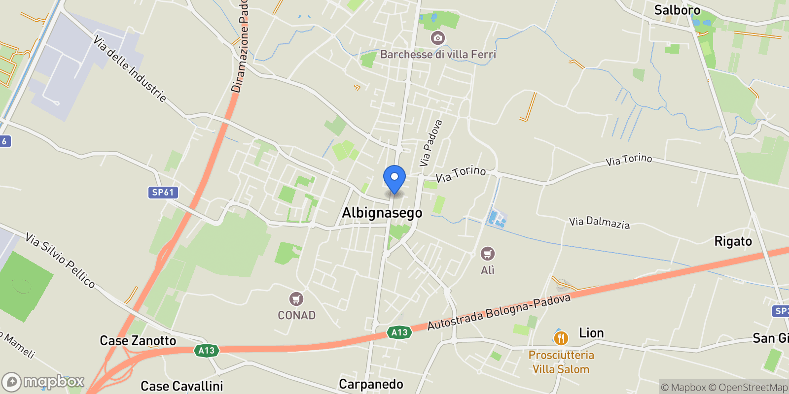 Map showing via san tommaso, Albignasego, Veneto, Italy.