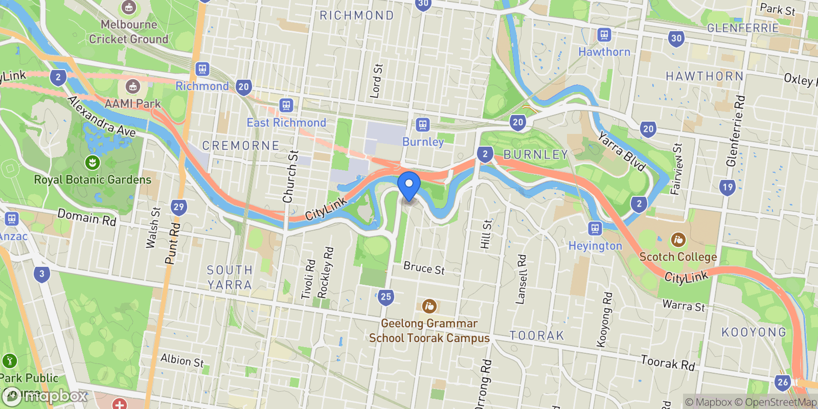 Map showing 5 Glover Court, Toorak, VIC 3142, Toorak, Victoria, Australia.