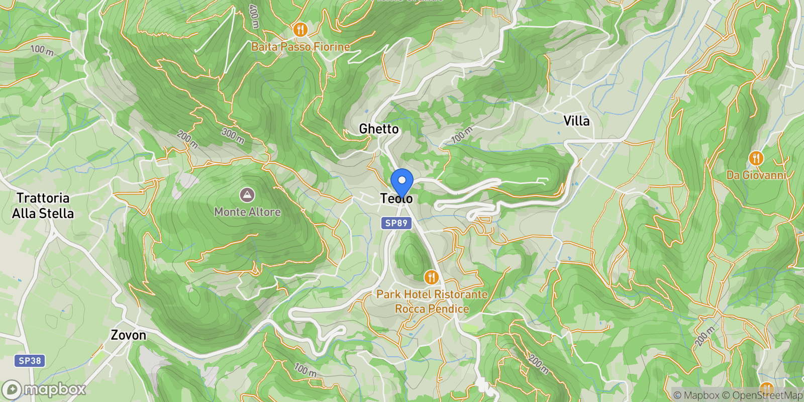 Map showing via roma, Teolo, Veneto, Italy.