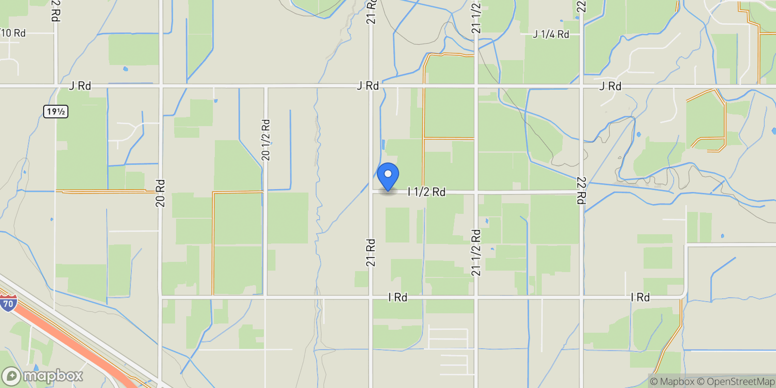 Map showing 2107 I 1/2 Road, Grand Junction, Colorado, United States.