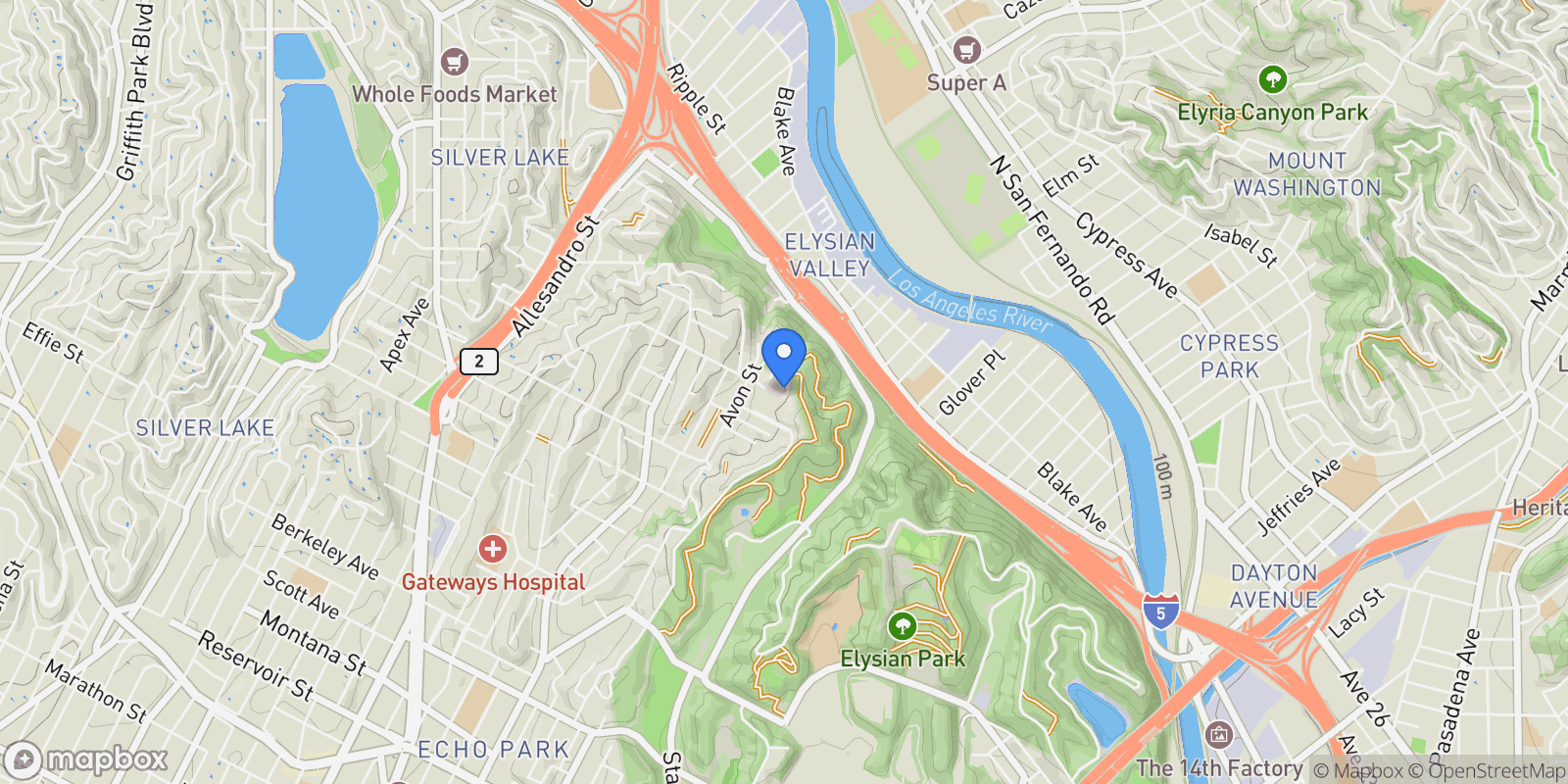 Map showing 2309 Vista Gordo Drive, Los Angeles, California, United States.