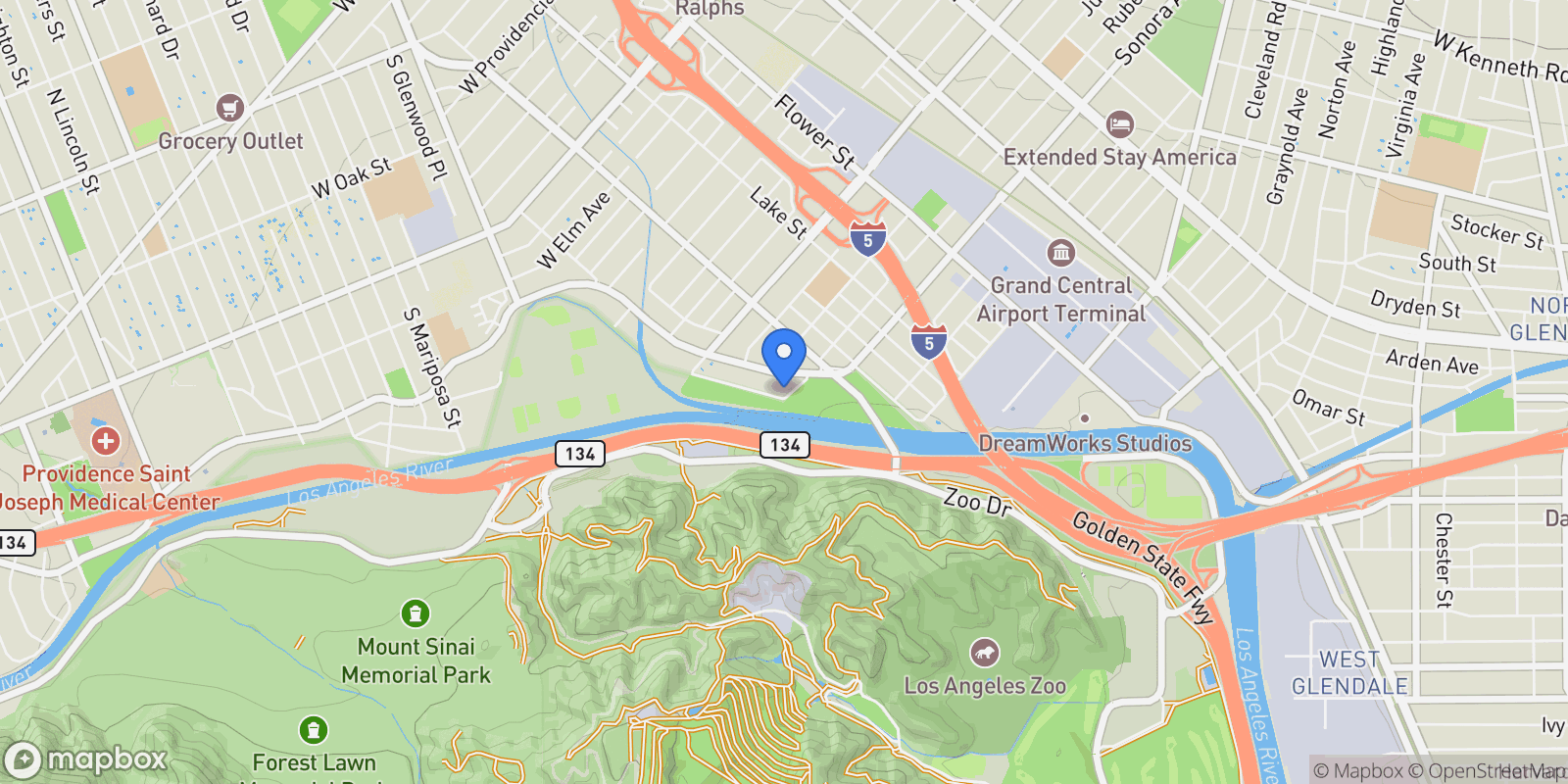 Map showing 1533 Rancho Avenue, Glendale, California, United States.