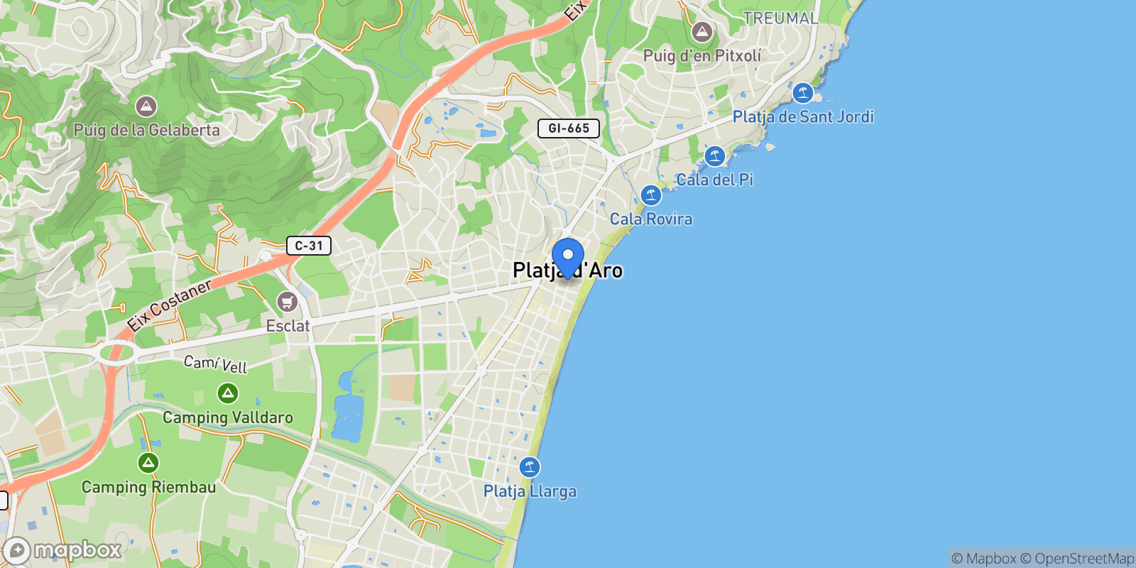 Map showing 2º línea de mar, Platja d'Aro, GIRONA, Platja d'Aro, Platja d'Aro, Catalonia, Spain.