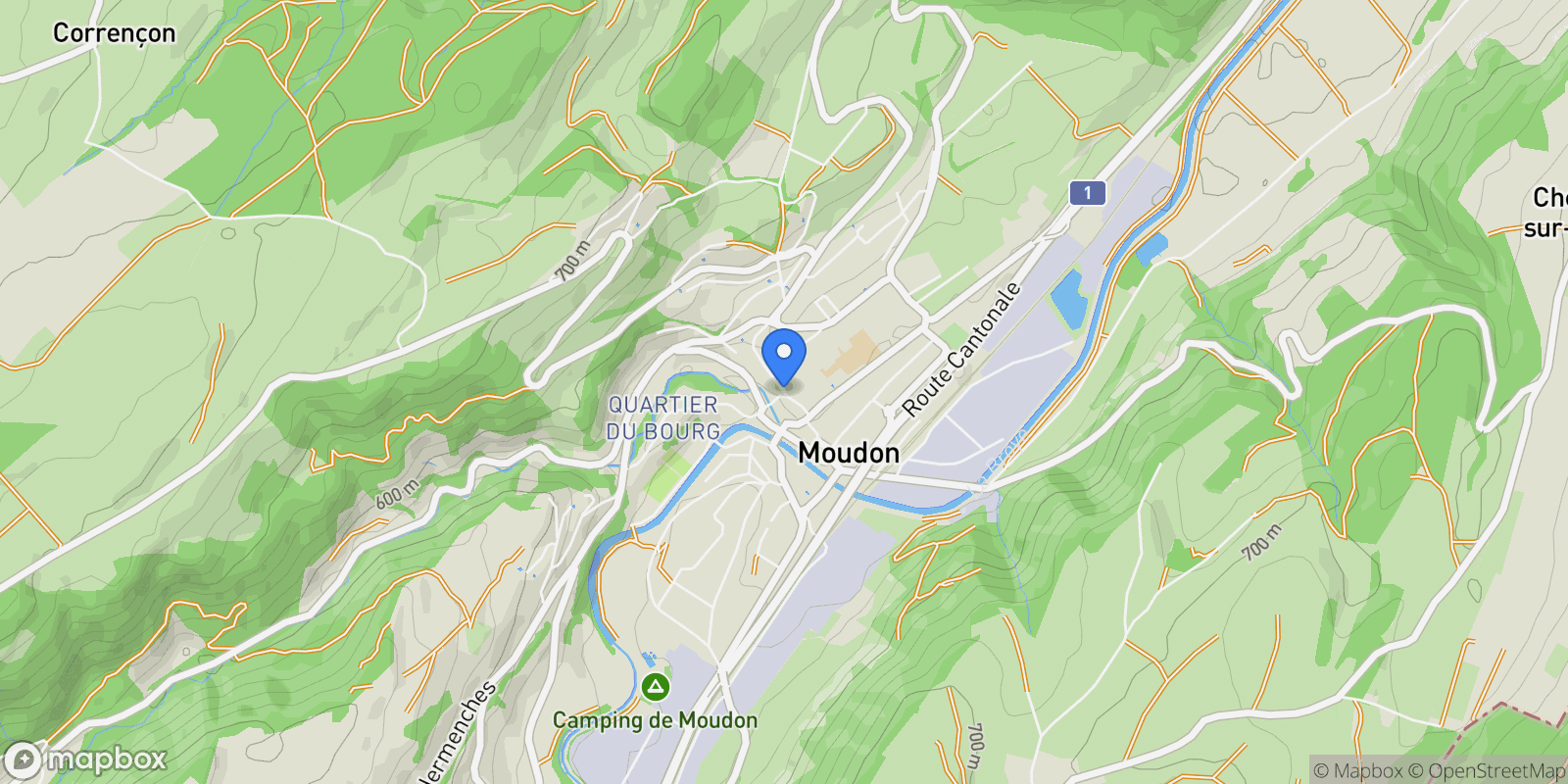Map showing 1510 Moudon, Switzerland, Moudon, Vaud, Switzerland.