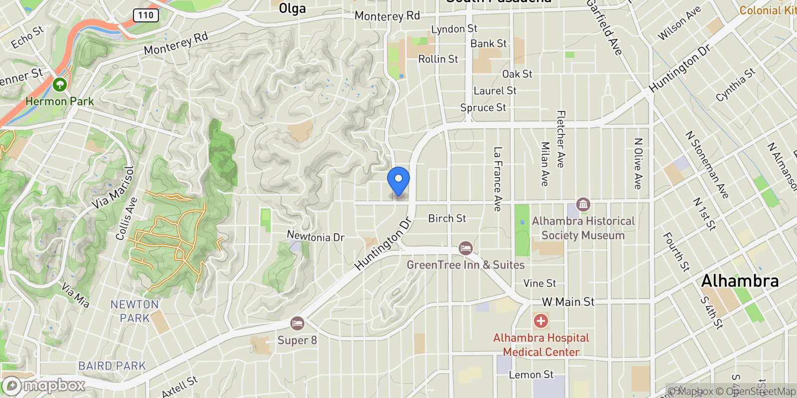 Map showing 2070 Meridian Avenue, South Pasadena, California, United States.