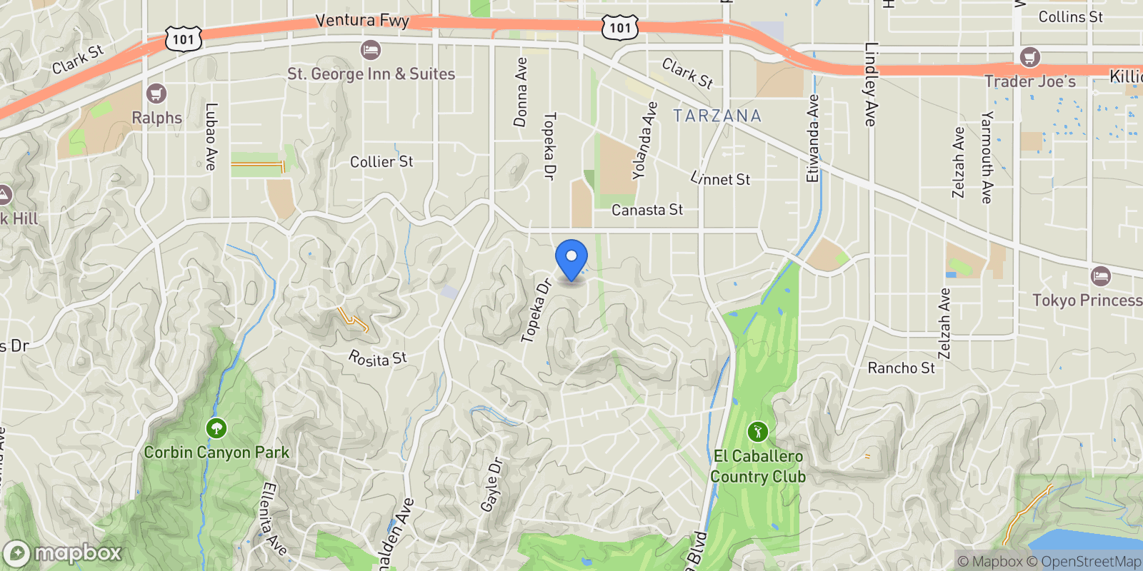 Map showing 4959 Brewster Drive, Los Angeles, California, United States.