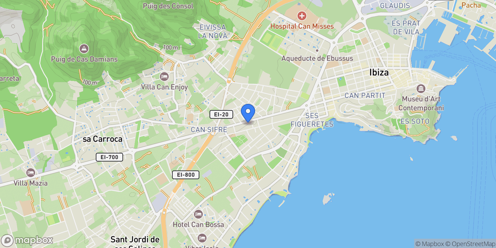 Map showing Dalt Vila - La Marina, Ibiza, BALEARES, Ibiza, Ibiza Town, Balearic Islands, Spain.
