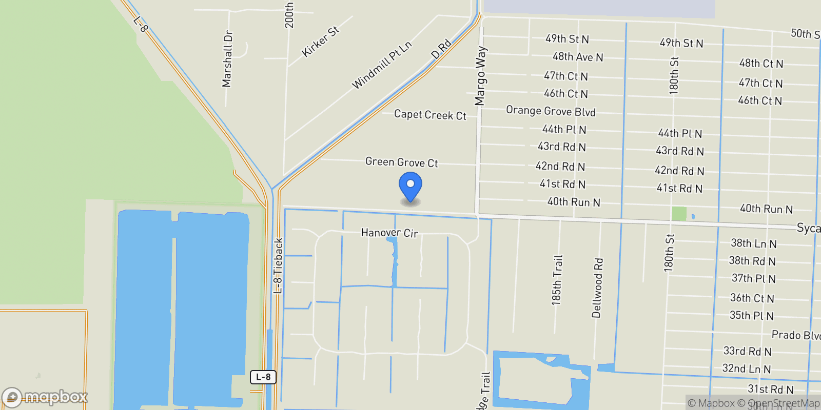Map showing 19361 W Sycamore Drive, The Acreage, Florida, United States.