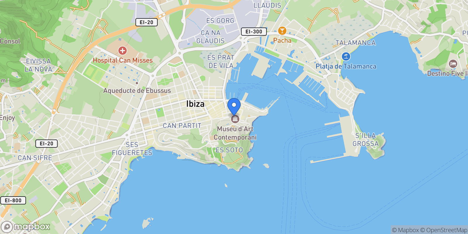 Map showing Dalt Vila - La Marina, Ibiza, BALEARES, Ibiza, Ibiza Town, Balearic Islands, Spain.