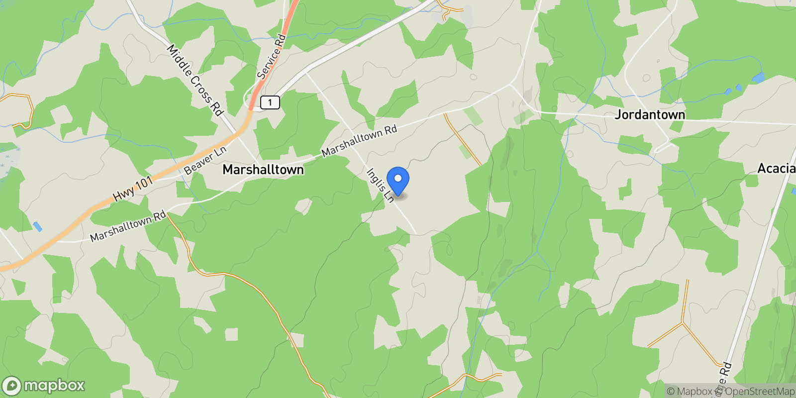 Map showing 99 Inglis Lane, Marshalltown, NS B0V 1A0, Digby, Nova Scotia, Canada.