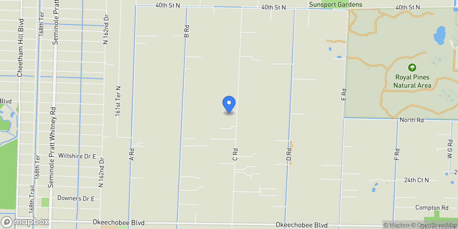 Map showing 2999 C Road, Loxahatchee, Florida, United States.