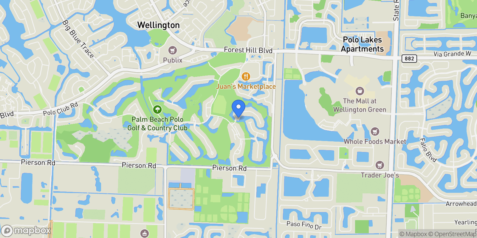 Map showing 2440 Golf Brook Drive, Wellington, Florida, United States.