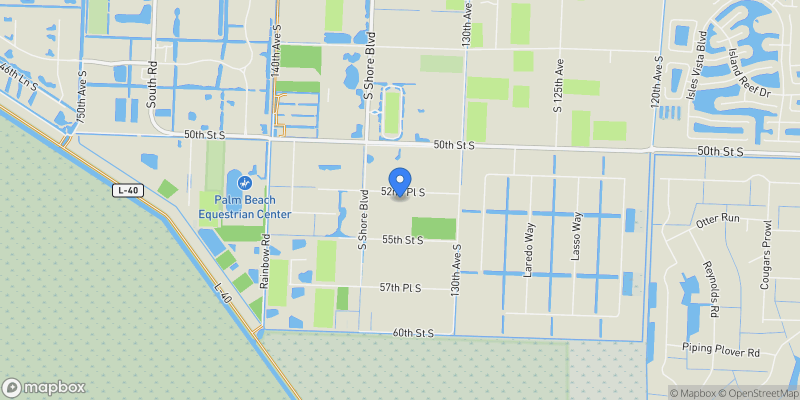 Map showing 13320 52nd Place S, Wellington, Florida, United States.
