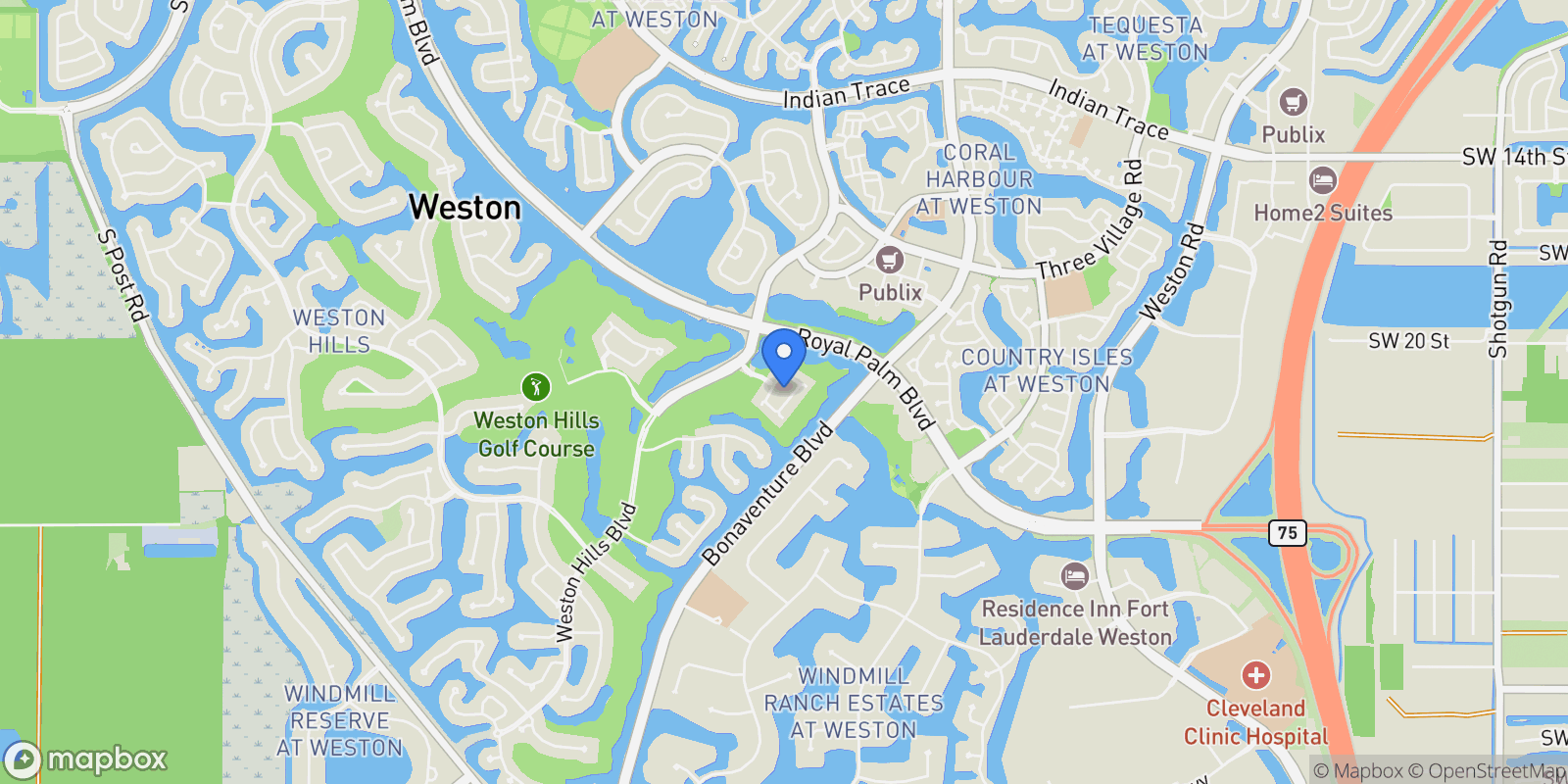 Map showing 2782 Kinsington Cir, Weston, Florida, United States.