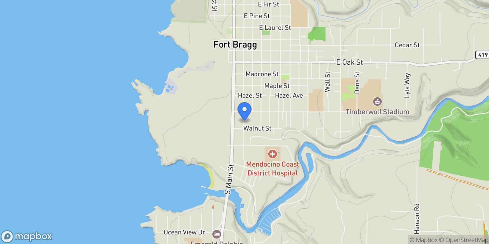Map showing 560 South Franklin Street, Fort Bragg, CA 95437, Fort Bragg, California, United States.