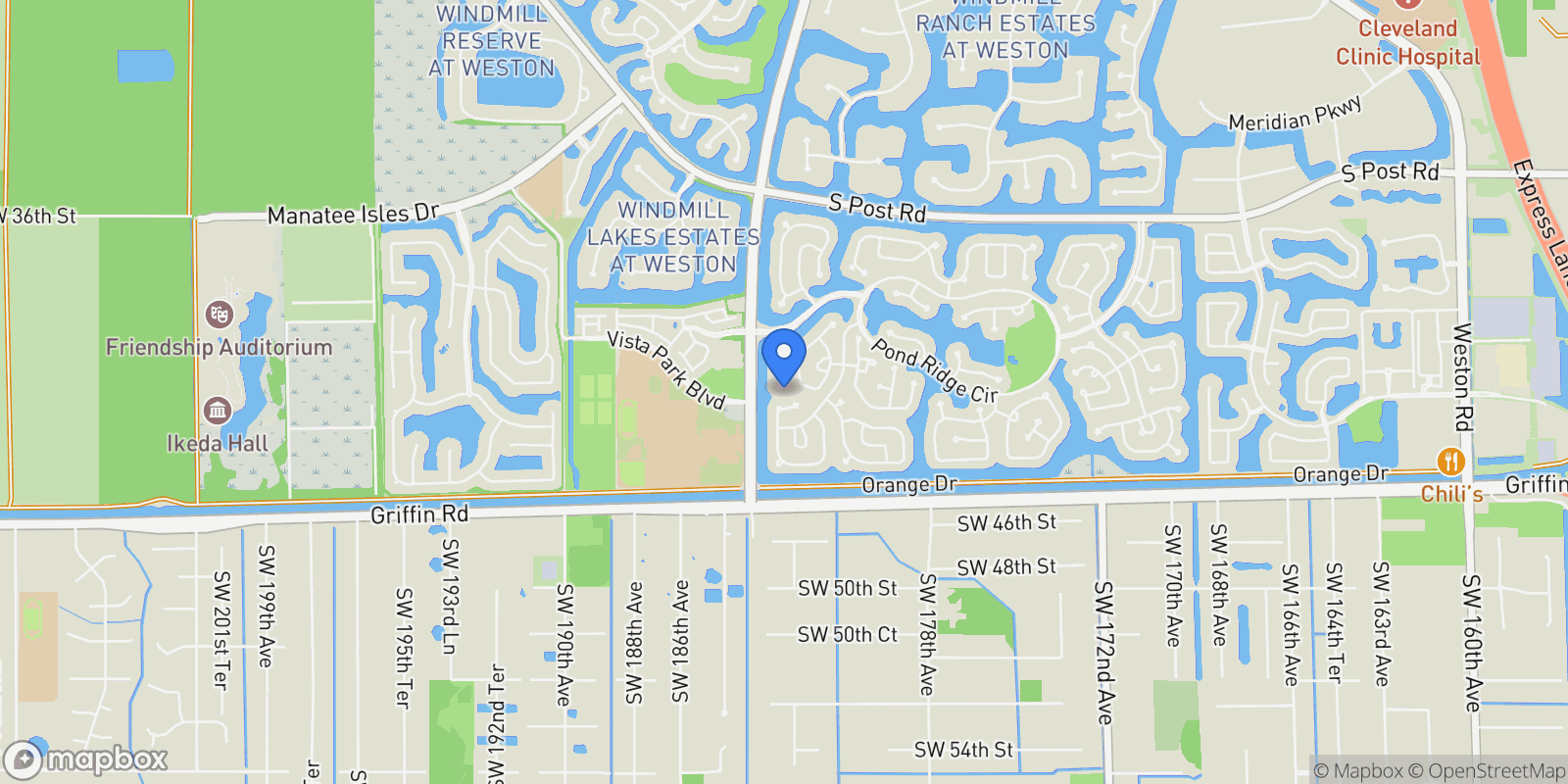 Map showing 4209 Pinewood Ln, Southwest Ranches, Florida, United States.