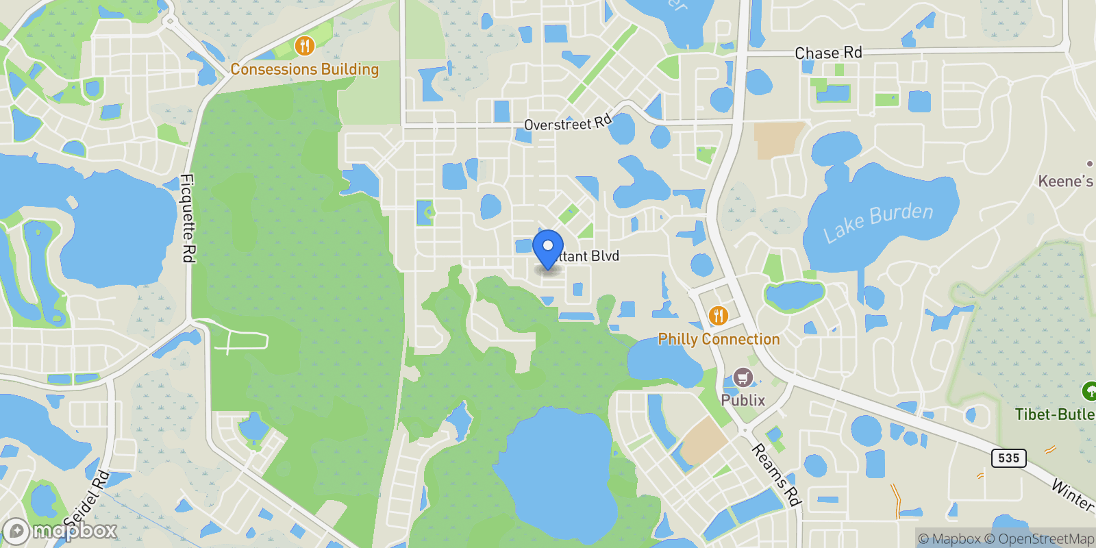 Map showing 12941 Westside Village Loop, WINDERMERE, FL 34786, Lake Butler, Florida, United States.