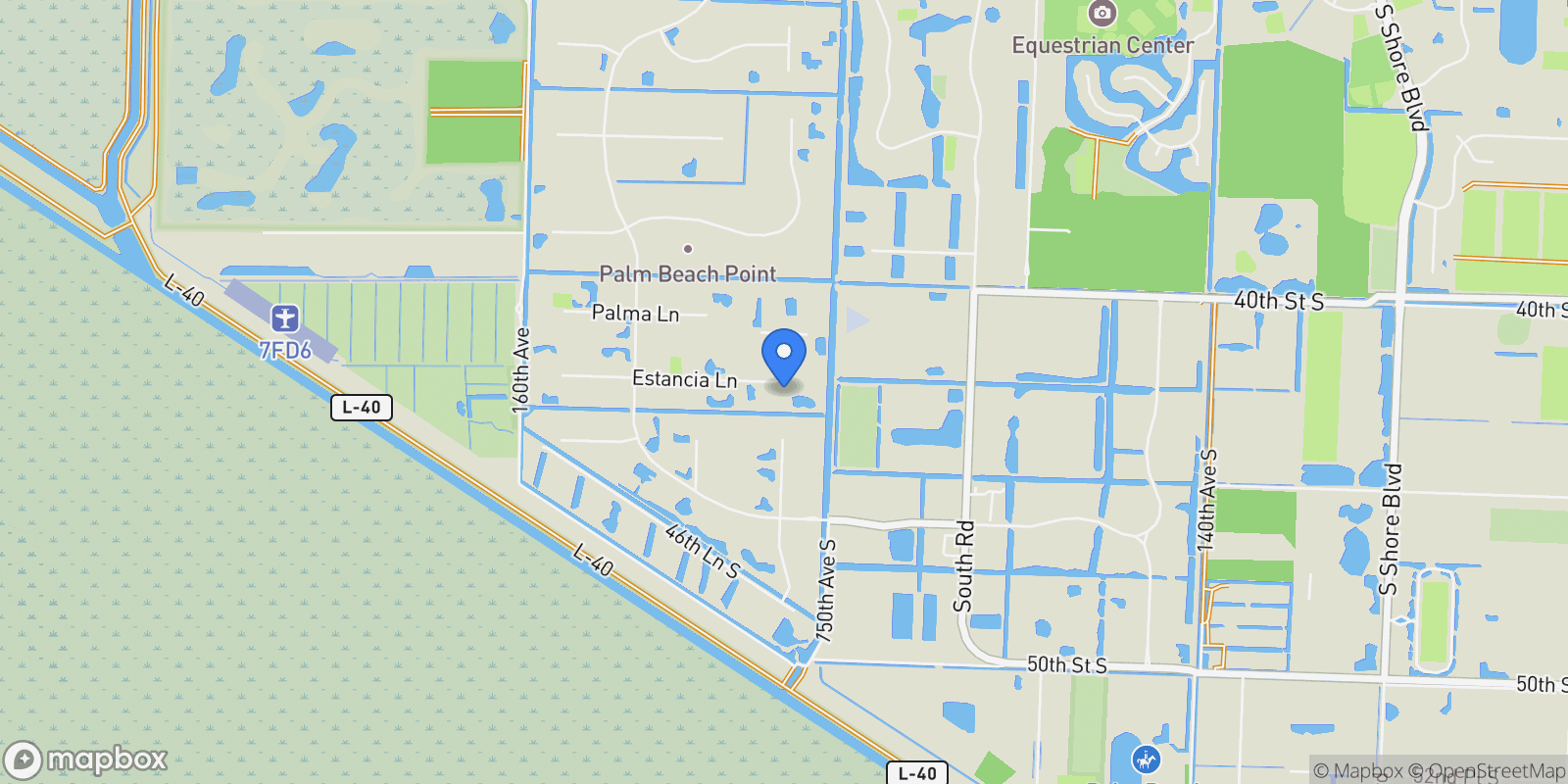 Map showing 15332 Estancia Lane, Wellington, Florida, United States.