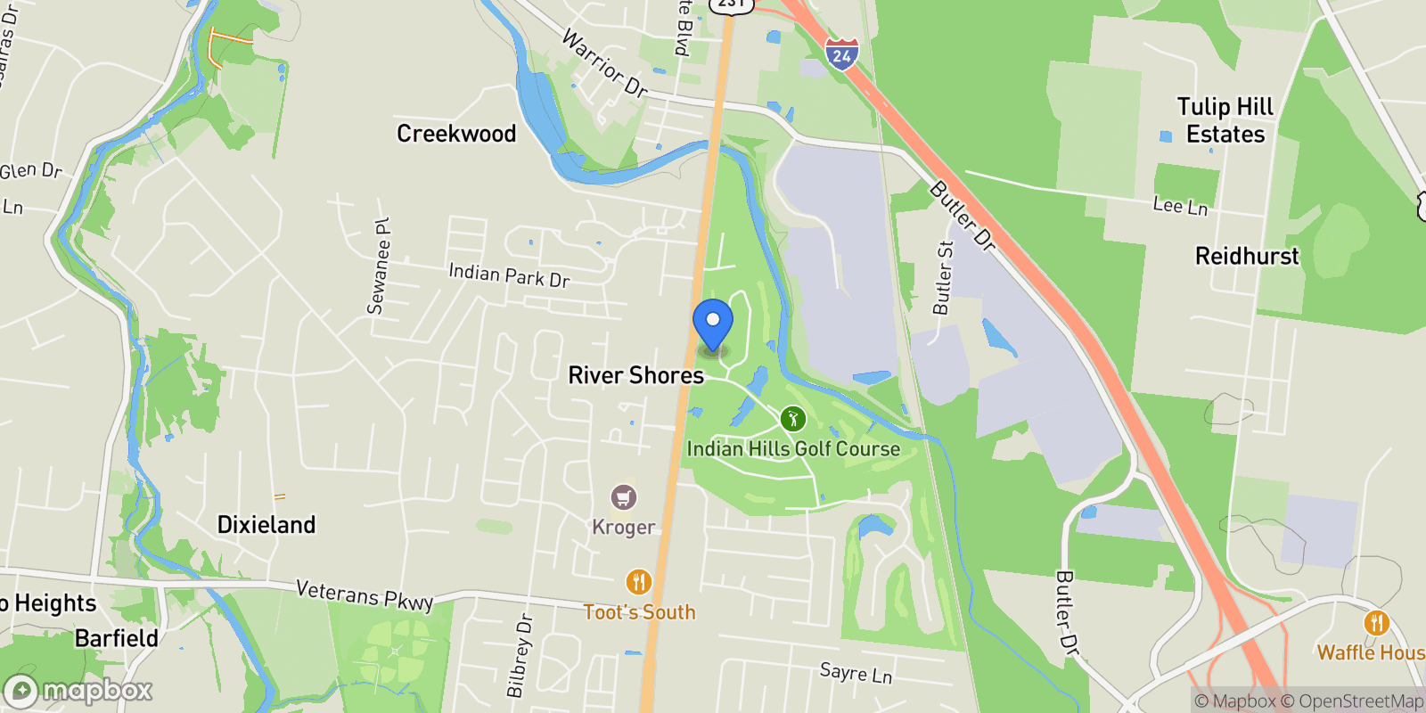 Map showing 2638 Big Eagle Trl, Murfreesboro, Tennessee, United States.