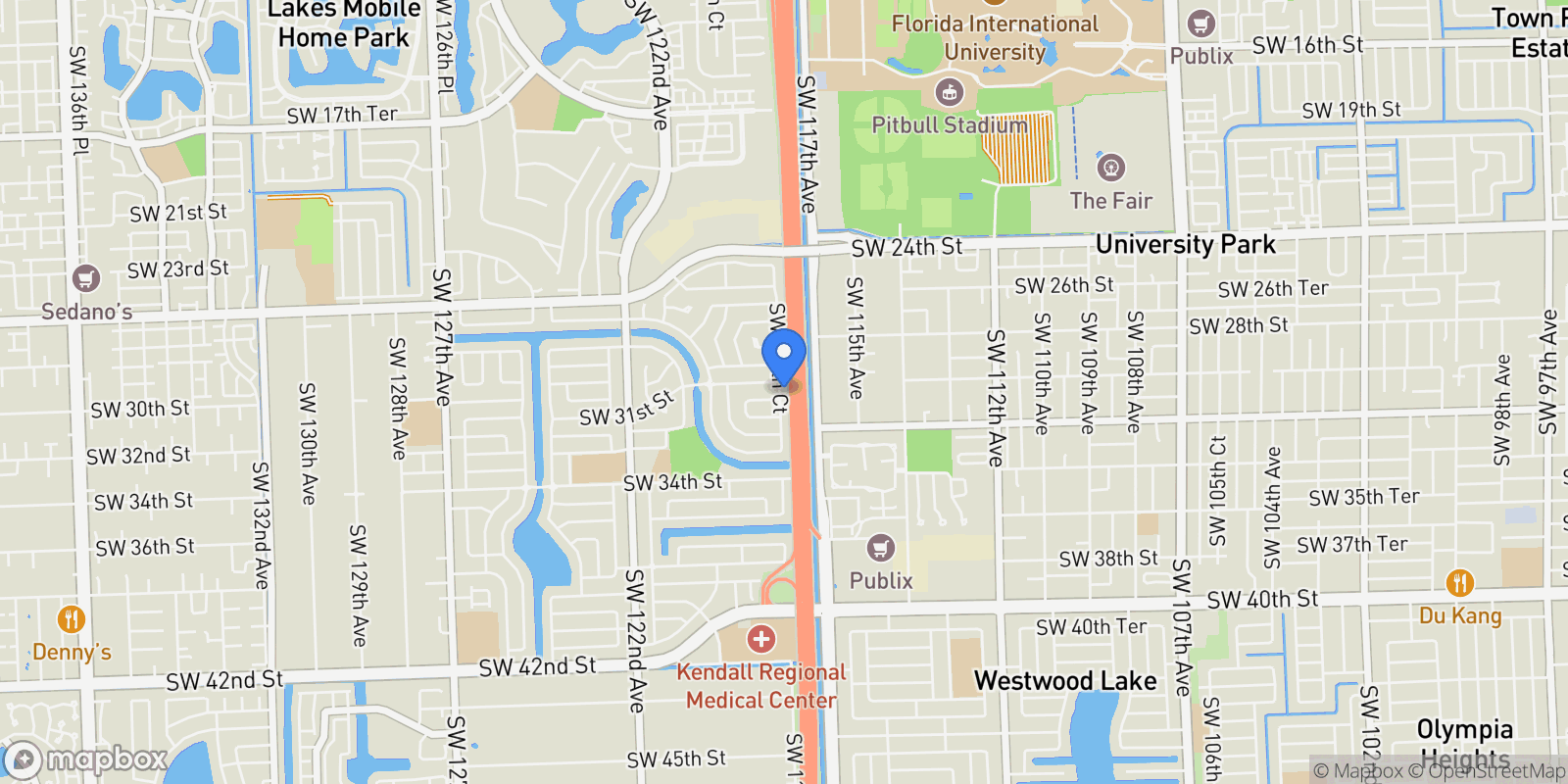 Map showing 3131 SW 117th Ct, Miami, Florida, United States.