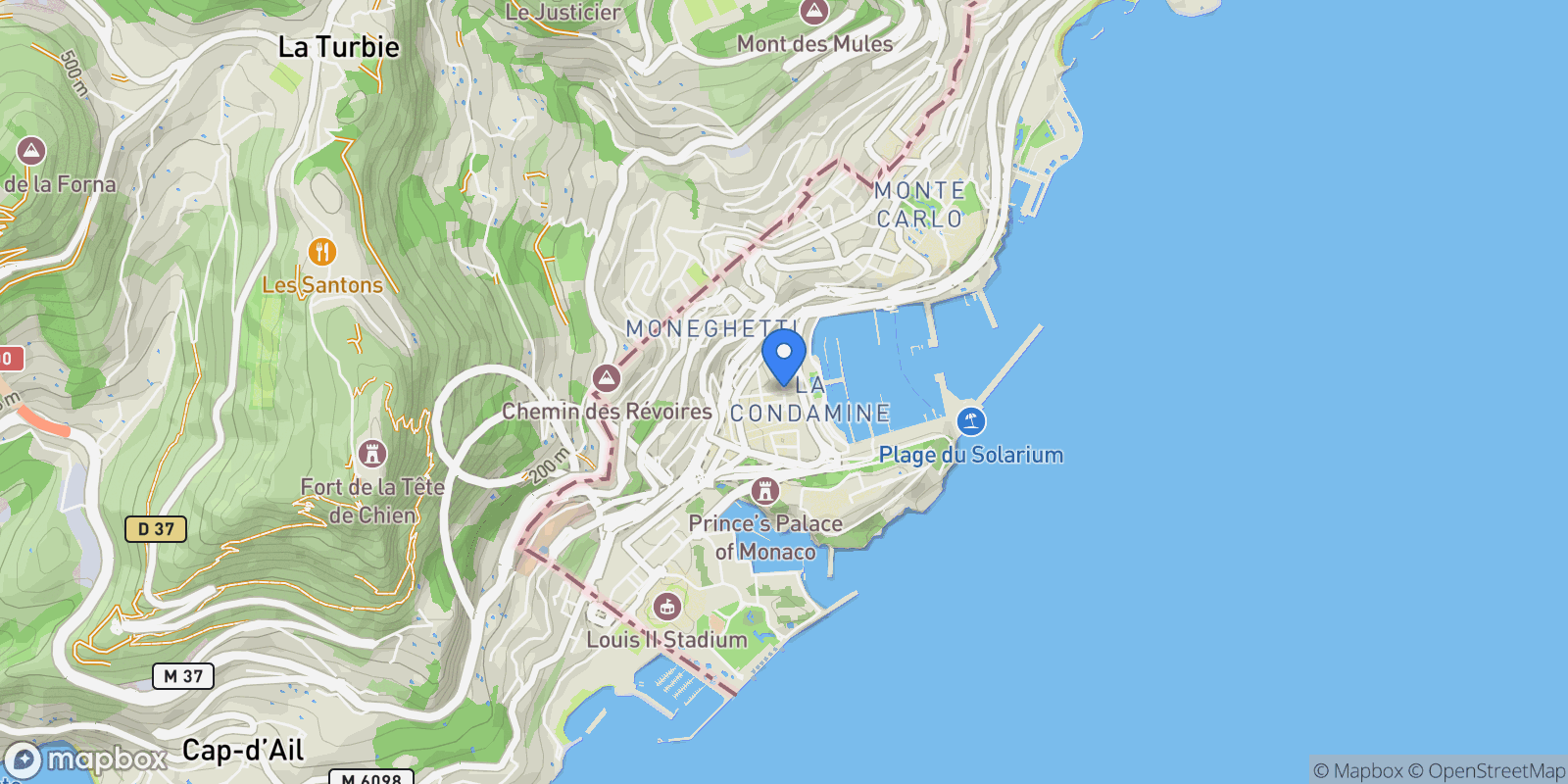 Map showing Rue Suffren Reymond, 98000 Monaco, Monaco, Monaco.