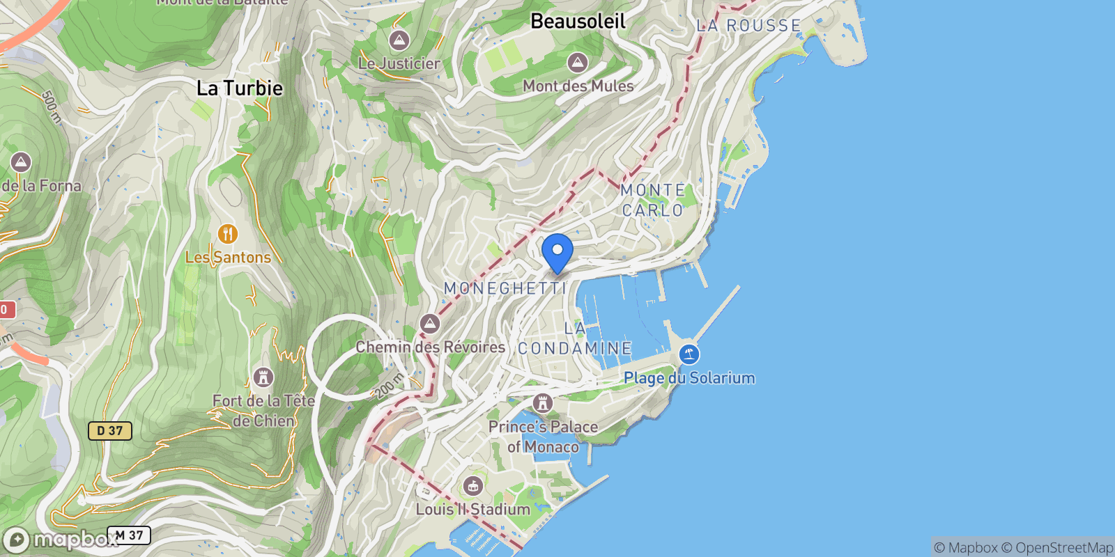 Map showing 57 Rue Grimaldi, 98000 Monaco, Monaco, Monaco.