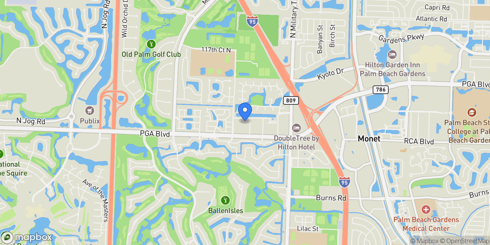 Map showing 4921 Pointe Midtown Way, Palm Beach Gardens, Florida, United States.