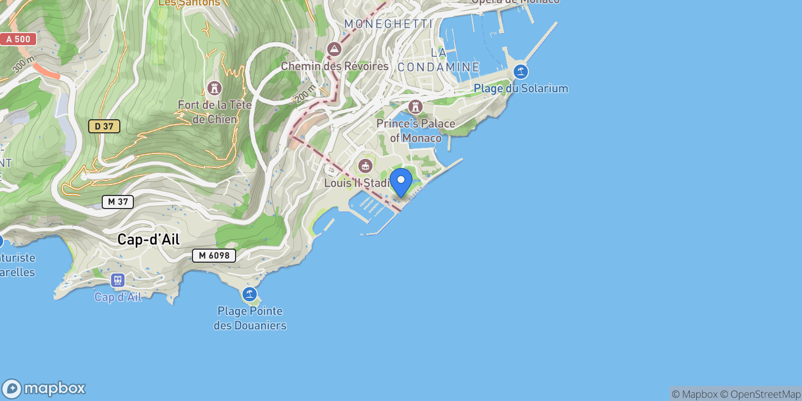 Map showing Av. des Ligures, 98000 Monaco, Monaco, Monaco.