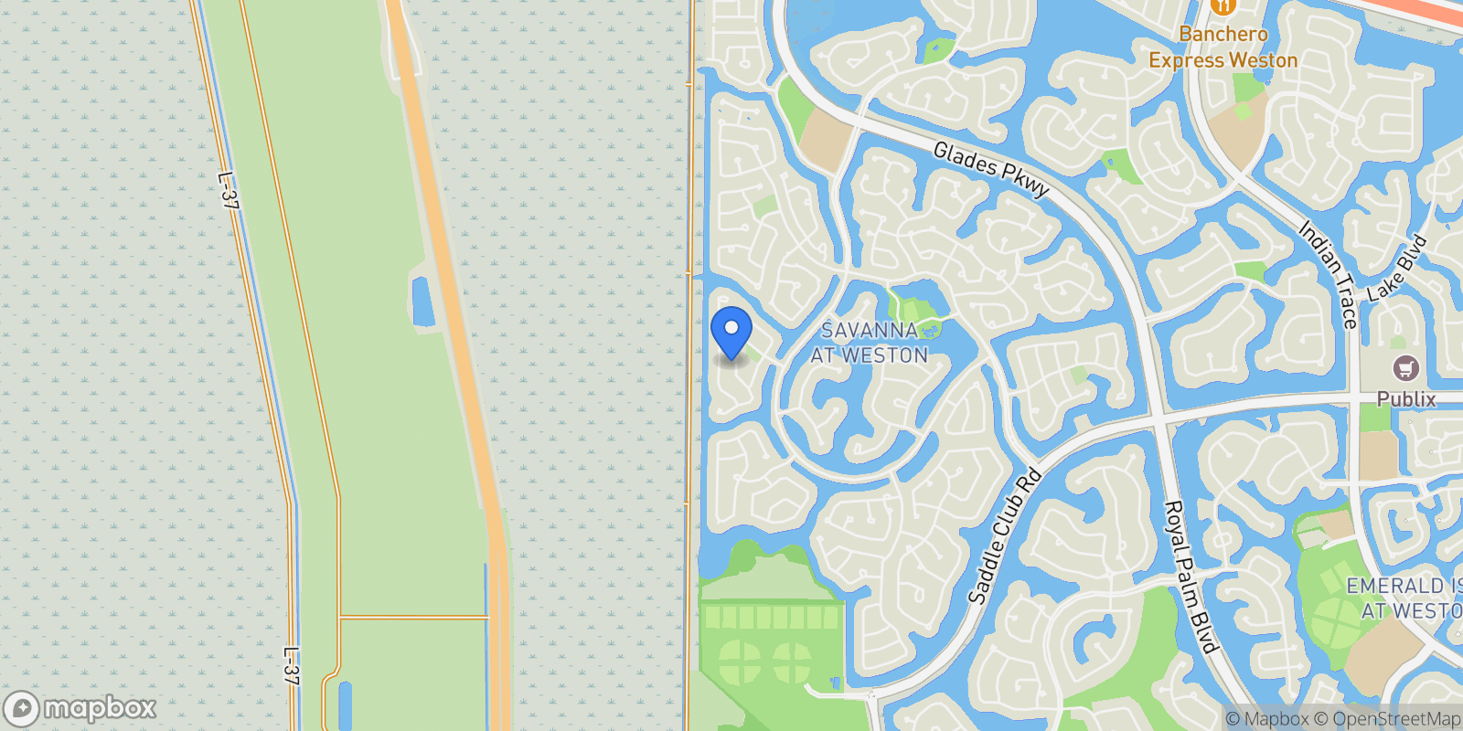 Map showing 1201 Skylark Dr, Weston, Florida, United States.