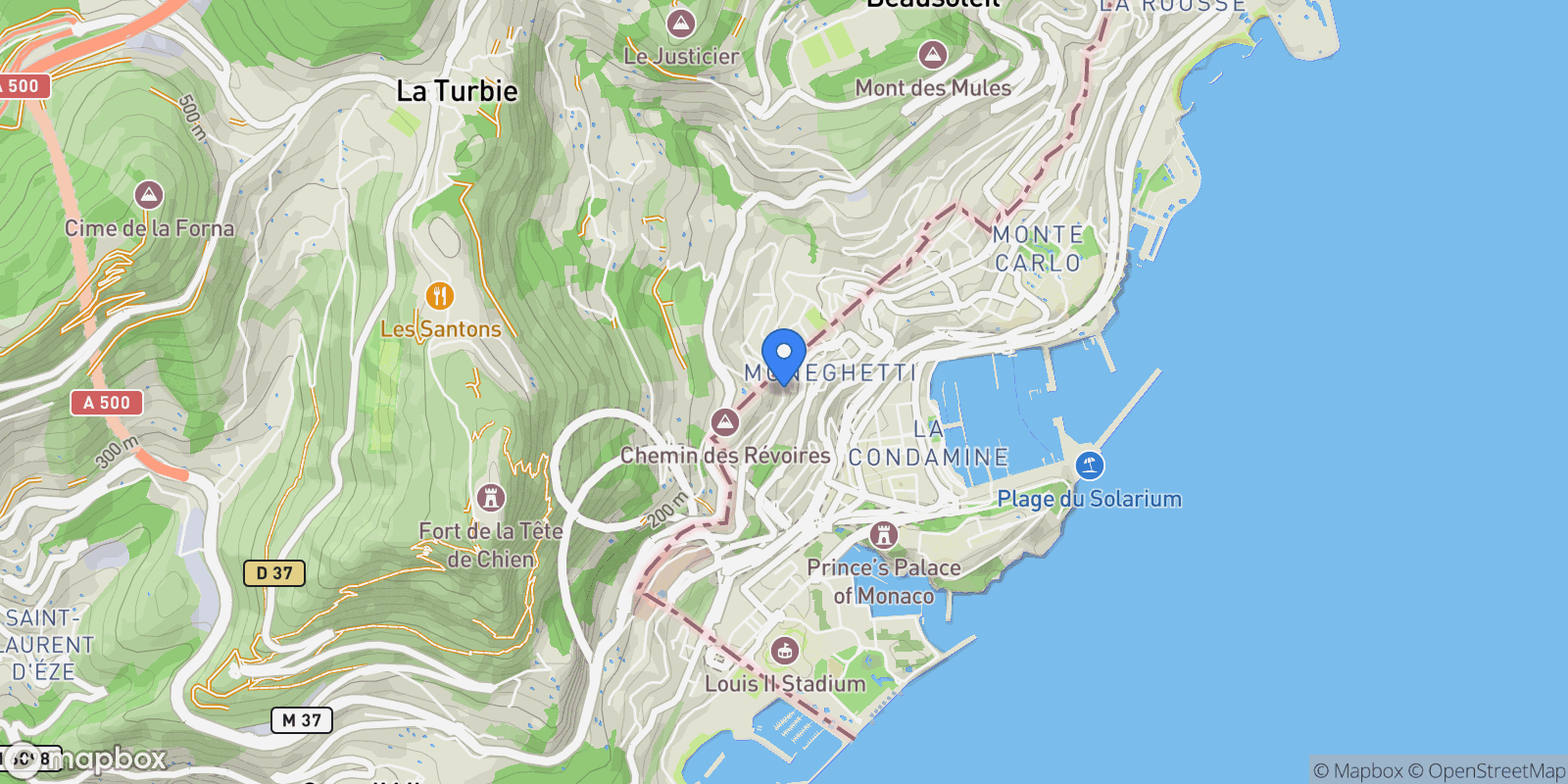 Map showing Rue Honoré Labande, Monaco, Monaco, Monaco.