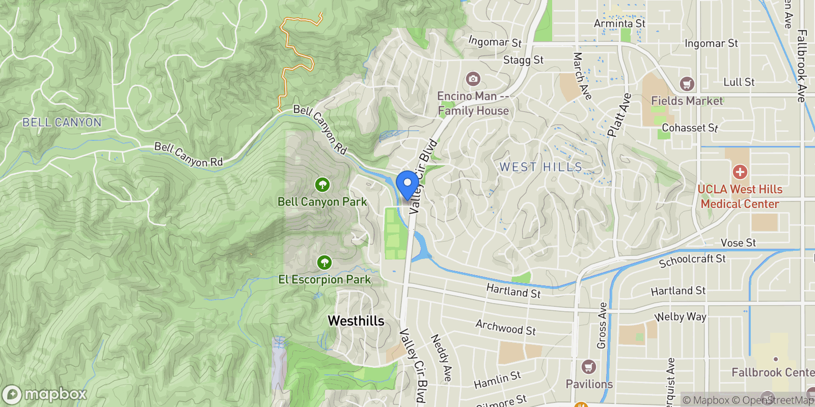 Map showing 24411 Highlander Road, Bell Canyon, California, United States.