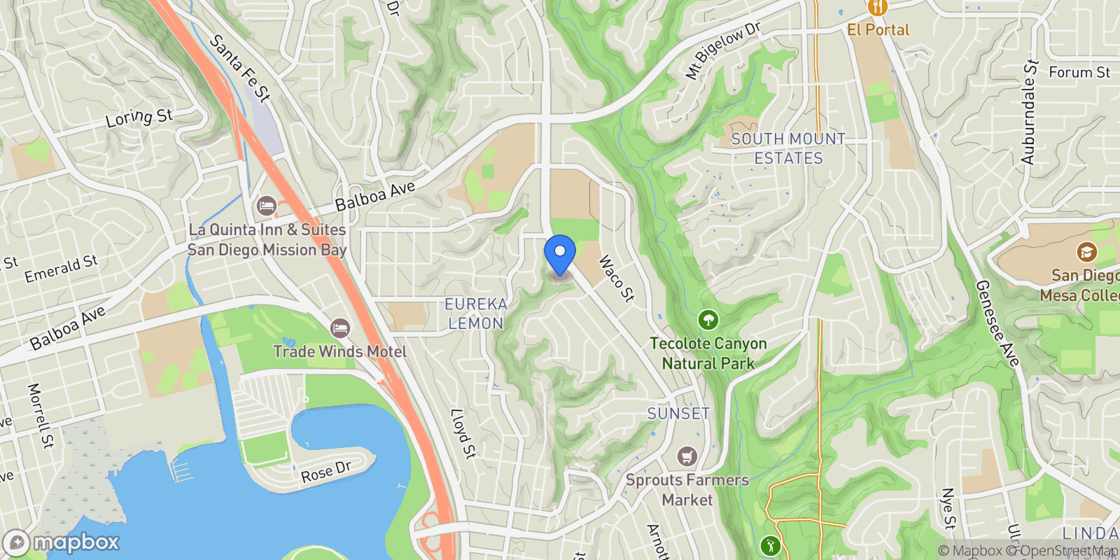 Map showing 4551 Misty Place, San Diego, California, United States.