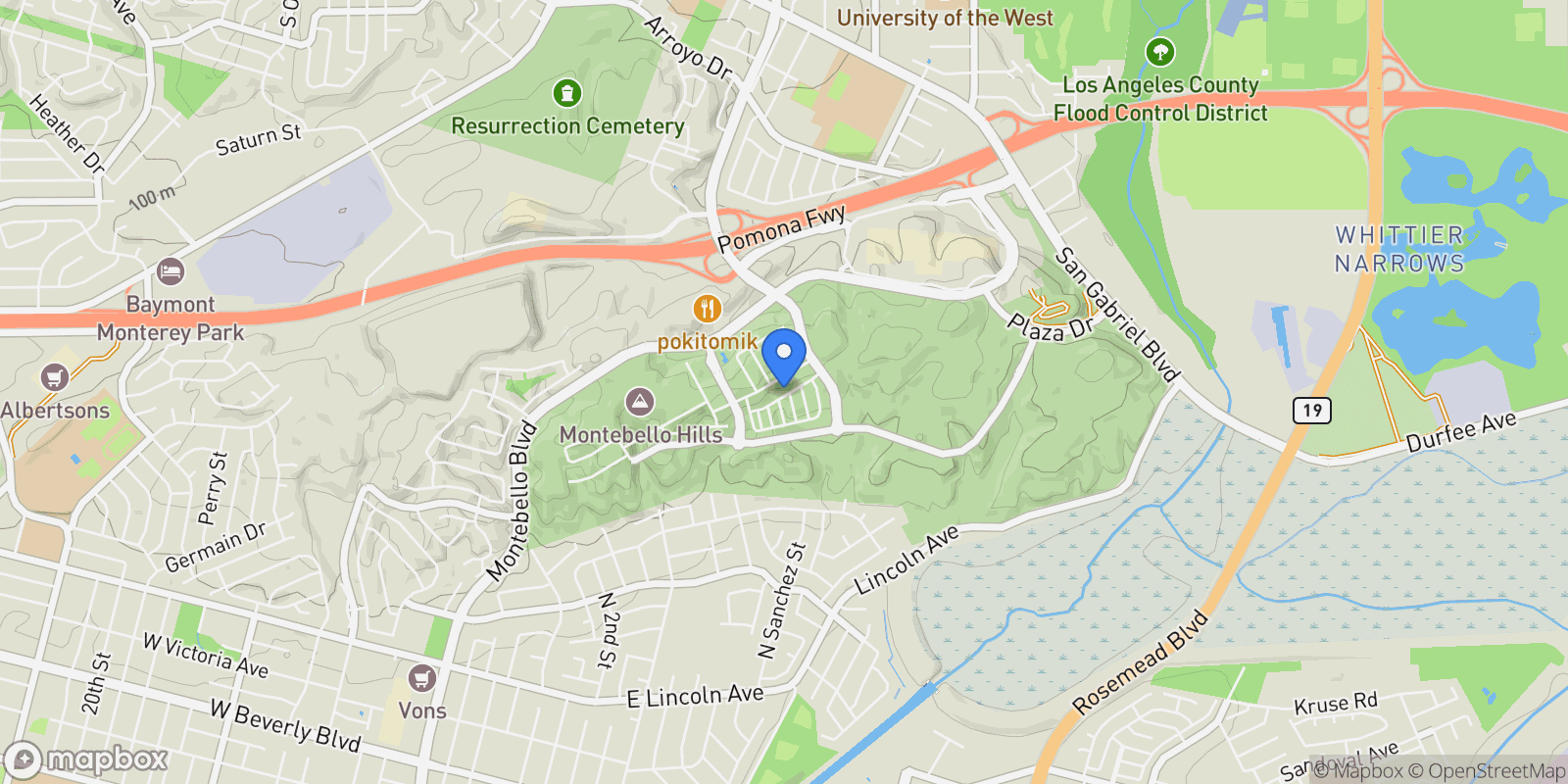 Map showing 498 Marlow Lane, Montebello, California, United States.