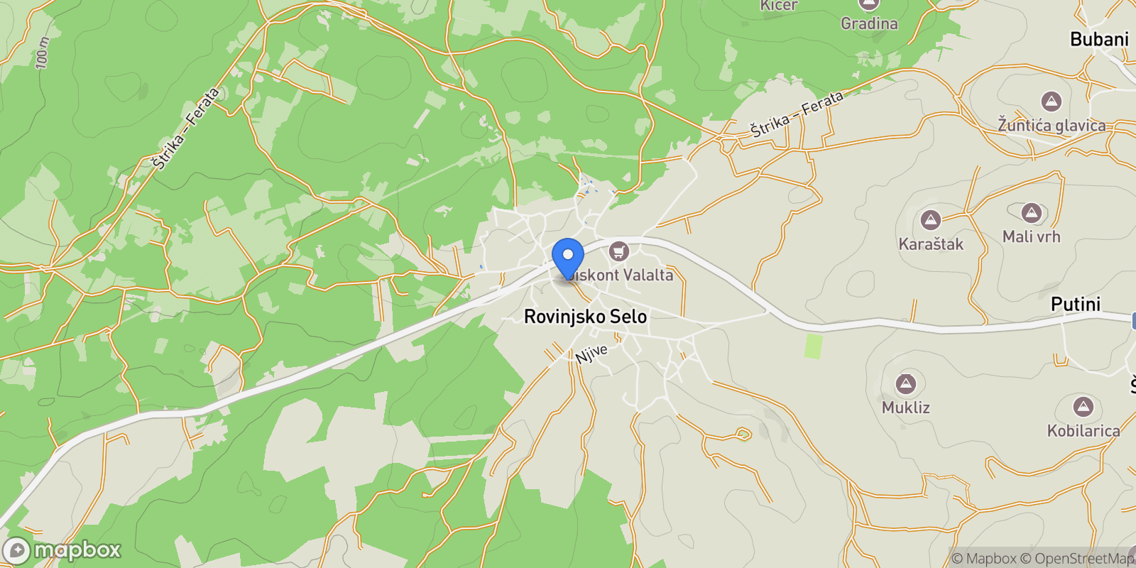 Map showing Rovinjsko Selo, Istria County, Croatia.