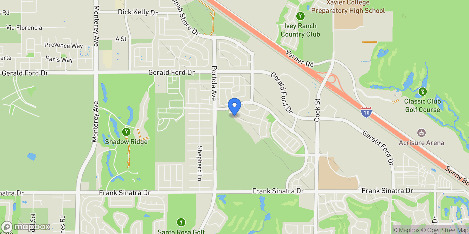 Map showing 75175 Tubman Street, Palm Desert, California, United States.