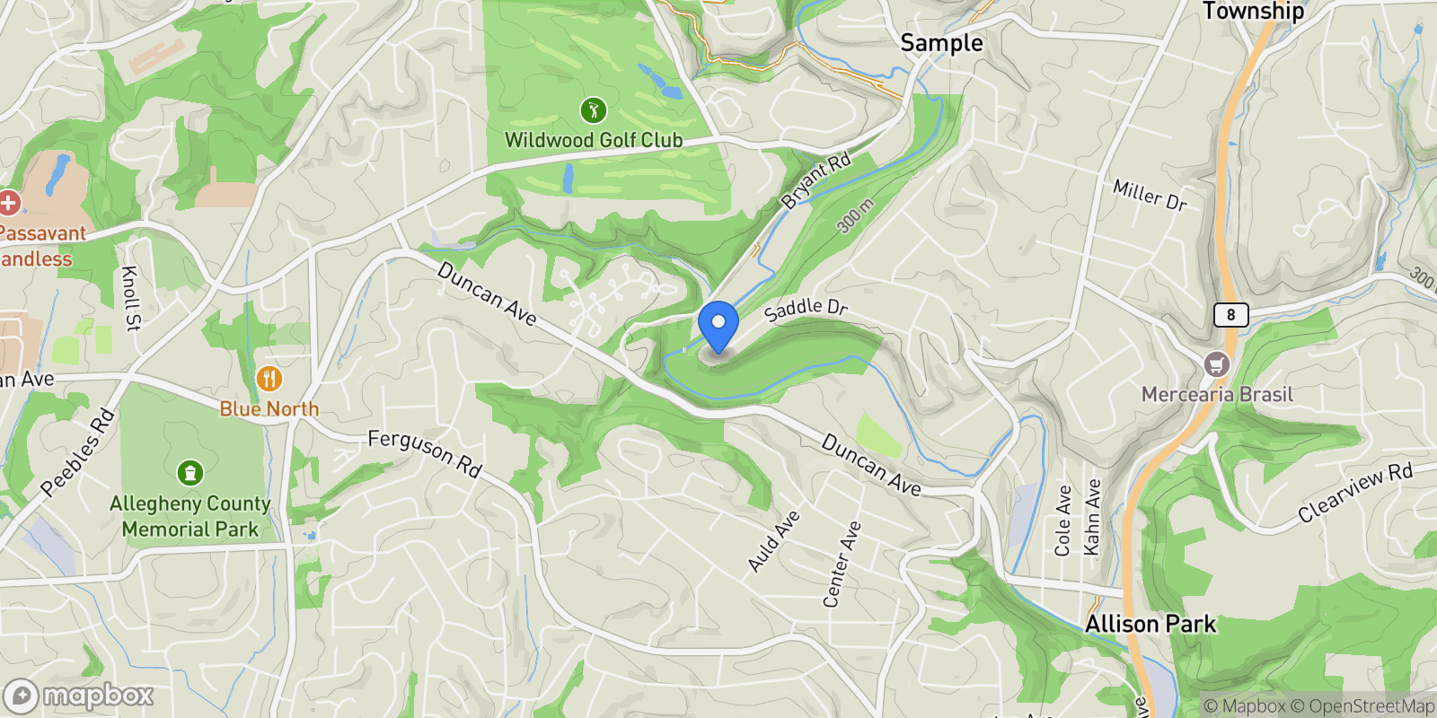 Map showing 2294 Saddle Drive , Allison Park, PA 15101, Hampton Township, Pennsylvania, United States.