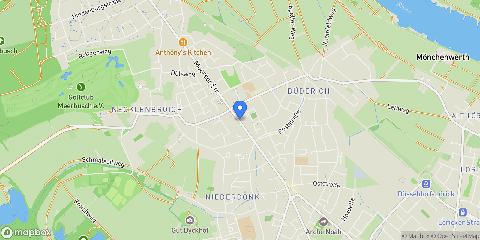 Map showing 40 Meerbusch, Germany, Meerbusch, Germany.