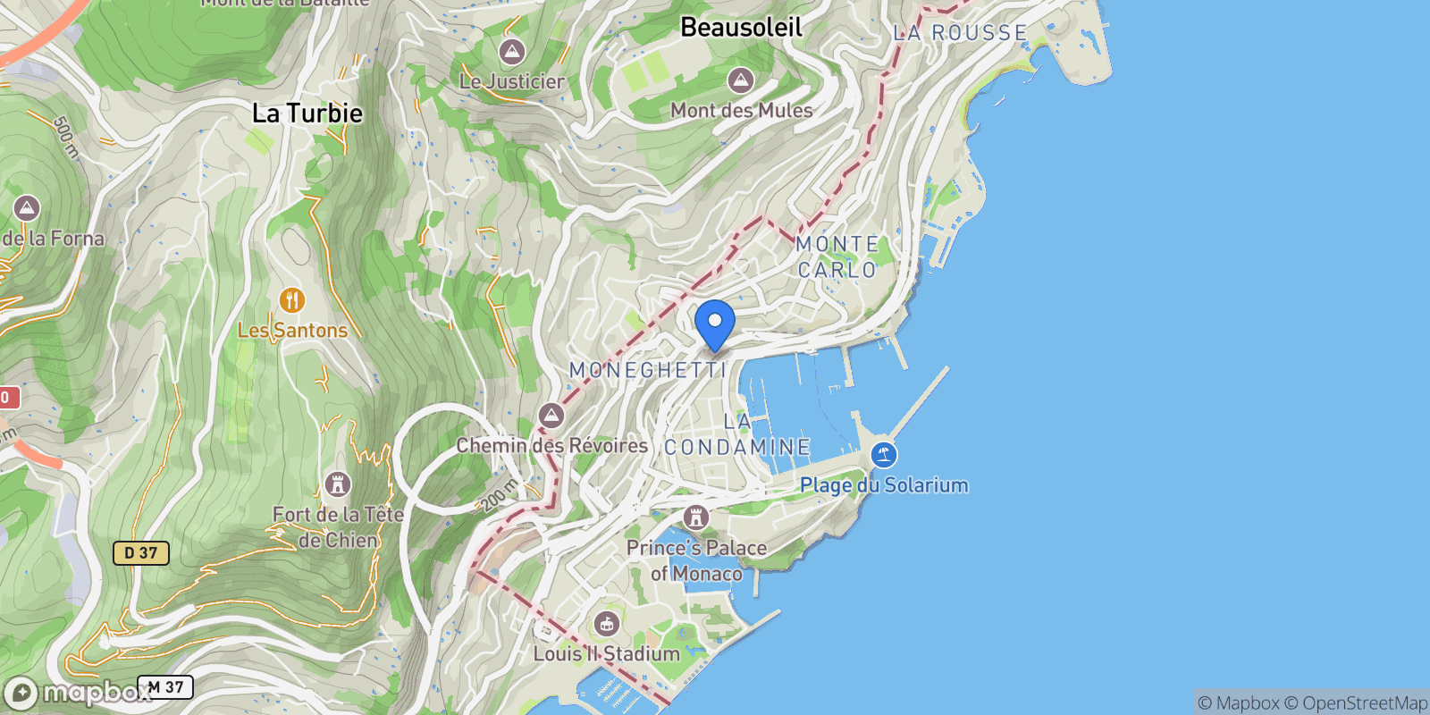 Map showing 57 Rue Grimaldi, 98000 Monaco, Monaco, Monaco.