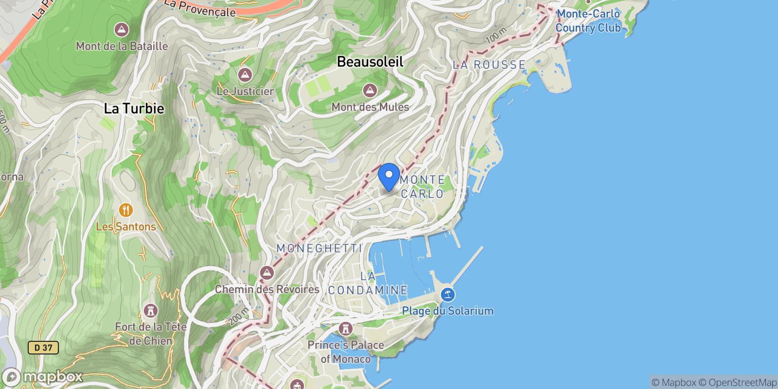 Map showing Bd Princesse Charlotte, 98000 Monaco, Monaco, Monaco.