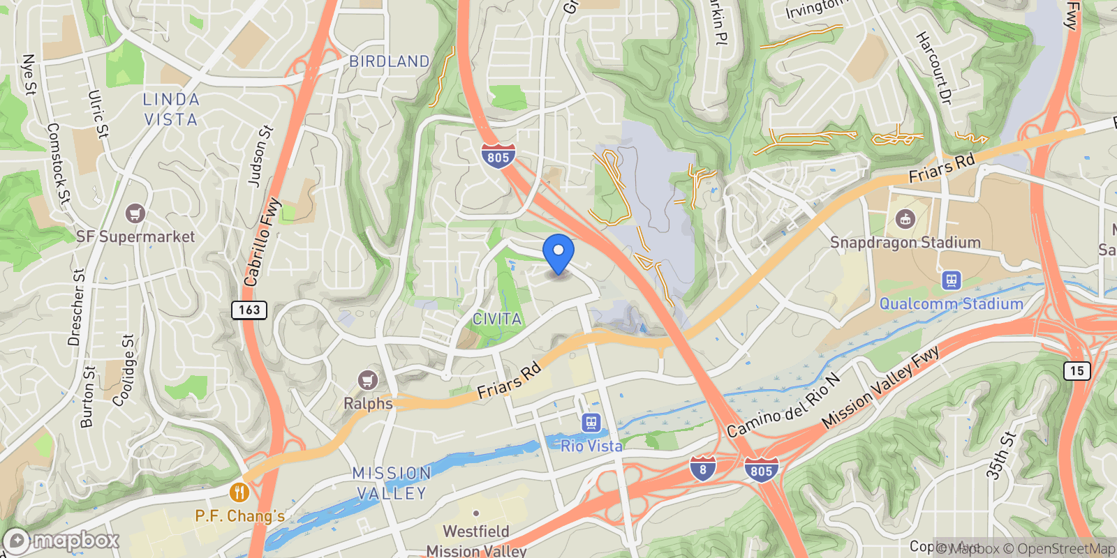 Map showing 2506 Everly Court, San Diego, California, United States.